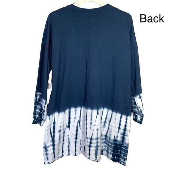 Altar’d State Long Sleeve Navy and Whites Tie Dye Long Sleeve Sweatshirt Dress - Picture 10 of 16